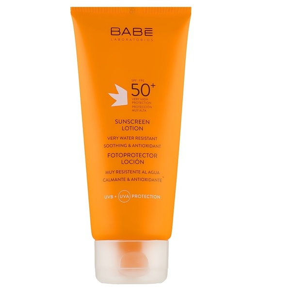 Сонцезахисний водостійкий лосьйон із заспокійливим ефектом SPF 50+ BABE Sun Lotion SPF 50+ 200 мл 997грн.