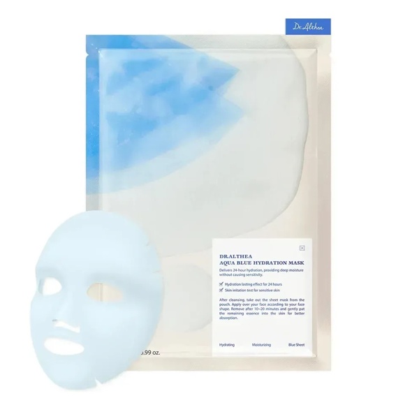 Тканинна маска для обличчя зволожуюча з азуленом та агавою Dr.Althea Aqua Blue Hydration Mask 28 г 120грн.