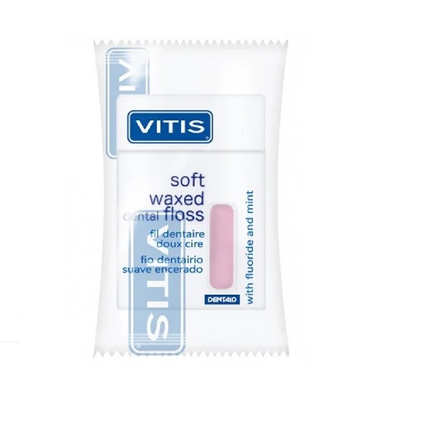 Зубна нитка Vitis м'яка, з фтором, рожева 50 м