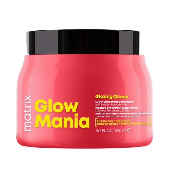 Маска Matrix Matrix Glow Mania Glazing Queen Super Gloss Protecting Mask для захисту кольору та надання блиску тьмяному та фарбованому волоссю 500 мл