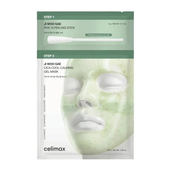 Двоетапна гелева маска з центелою і PHA кислотою Celimax Ji Woo Gae Cica PHA Peel 2-Step Gel Mask 30 г